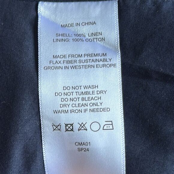 Quince Women’s European Linen Structured Deep Navy Blazer Size L Lined - Picture 8 of 13